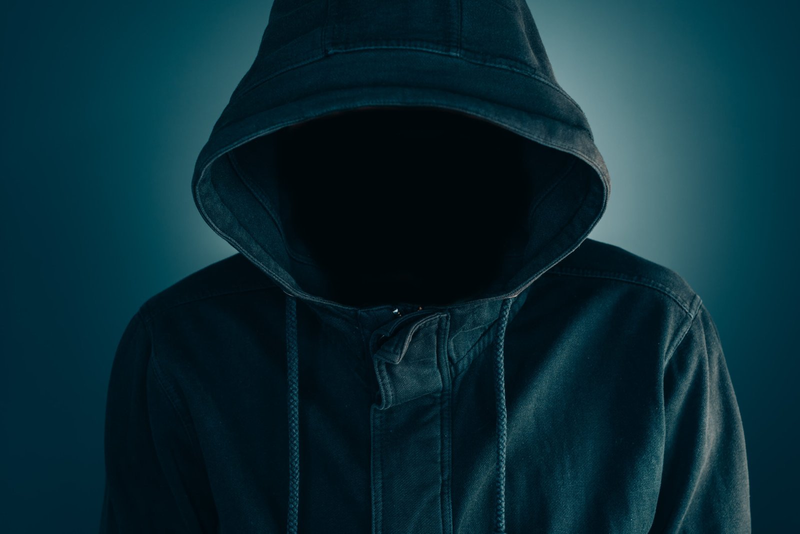 Mysterious suspicious faceless man with hoodie